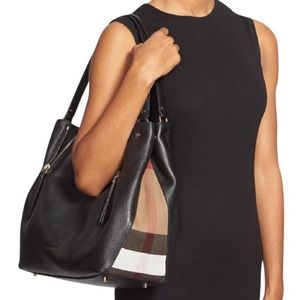 Burberry Medium Maidstone Black Leather Tote